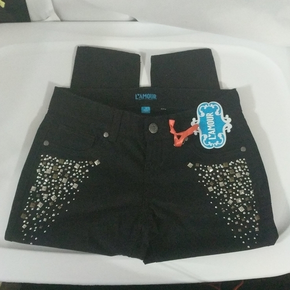 Nanette Lepore L'Amour Black Denim Studded Legging Jeans - size 3 - Picture 1 of 7